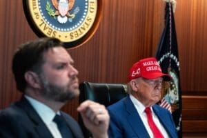President Trump and Vice President Vance in the Situation Room on June 21 during the strikes