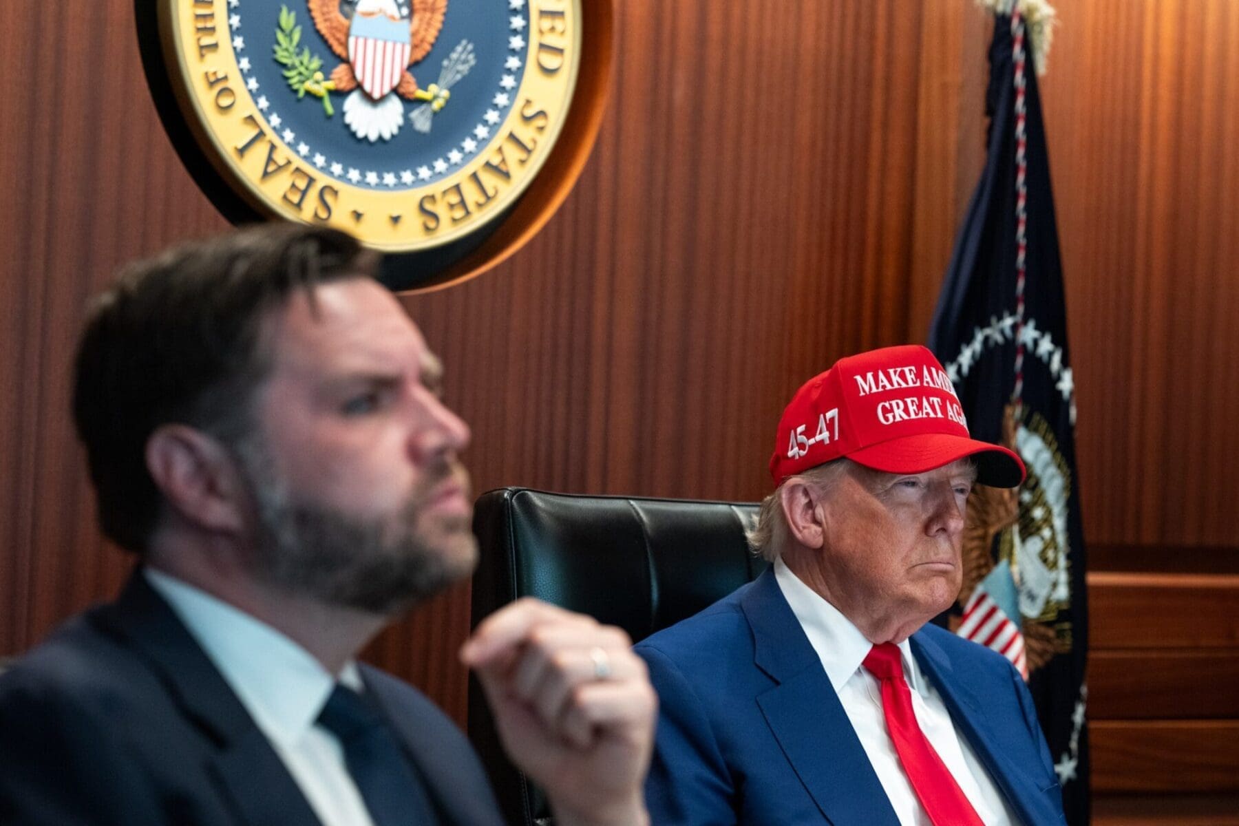 President Trump and Vice President Vance in the Situation Room on June 21 during the strikes